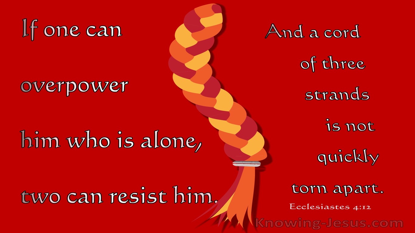 Ecclesiastes 4:12 A Cord Of Three Strands Is Not Quickly Torn Apart (red)